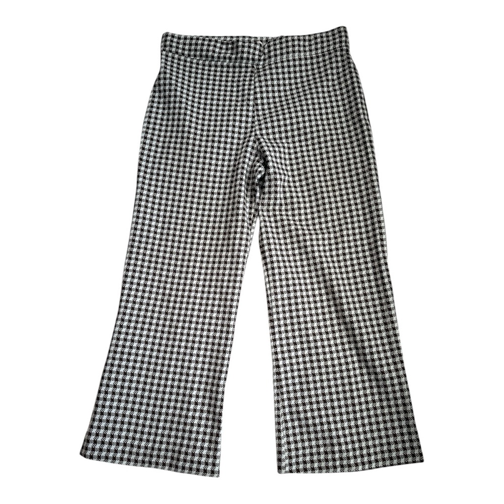 VTG 70s Brown & Cream Houndstooth Cropped Flare Pants by Fritzi of California